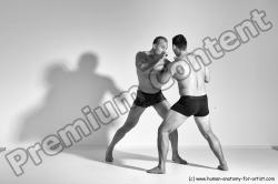 Underwear Martial art Man - Man White Moving poses Athletic Short Brown Dynamic poses Academic